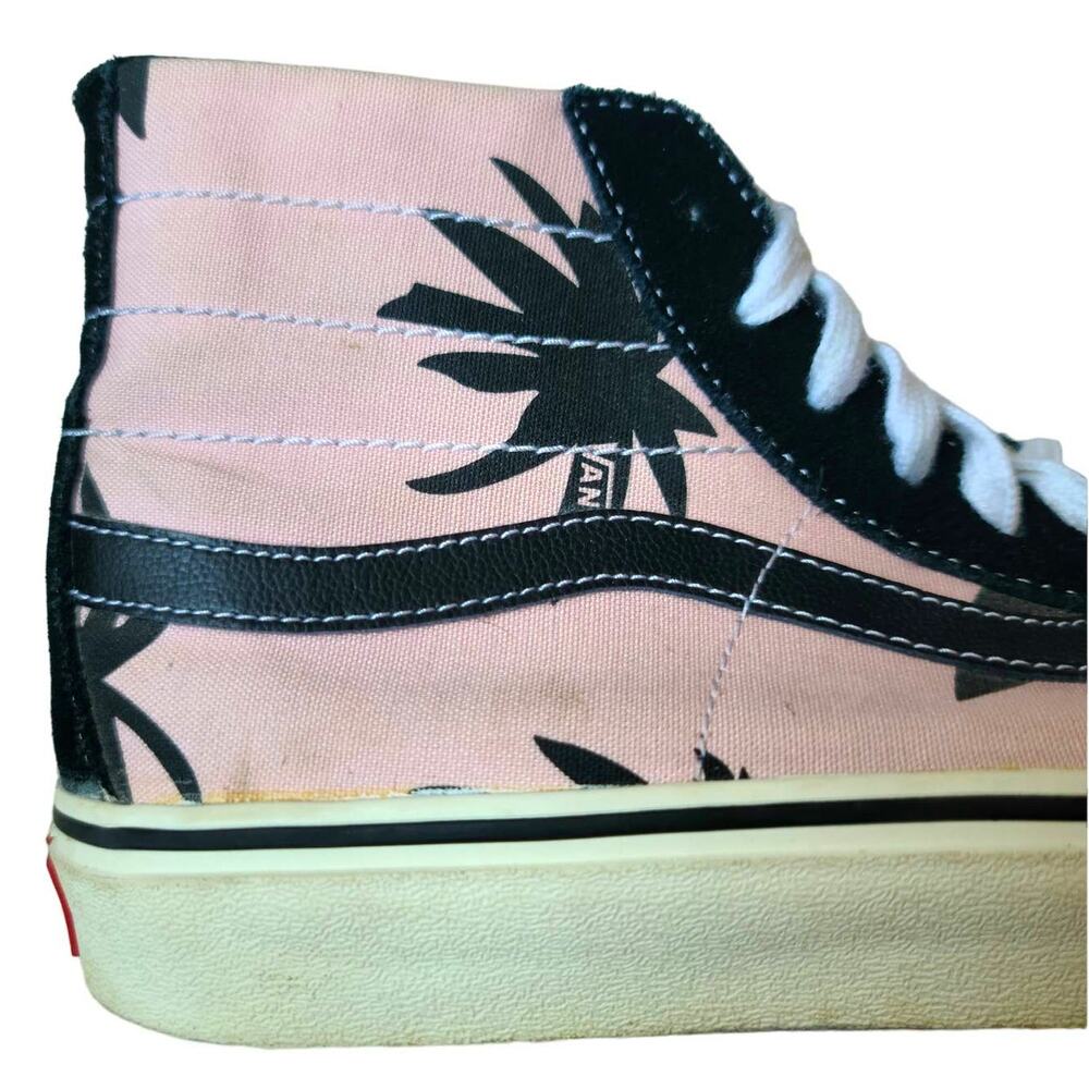 Vans Summer Leaf Pink and Black Palm Tree Sk8-Hi 138 Decon Skate Shoe Size 10 - Picture 2 of 6